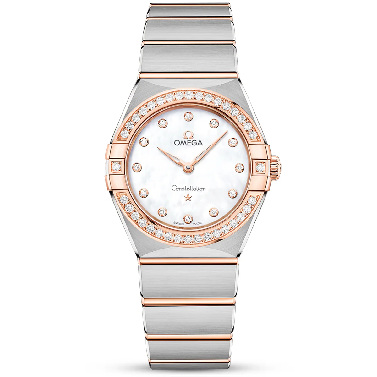 OMEGA Constellation 28mm Steel & 18ct Sedna Gold Diamond Set Ladies Watch
